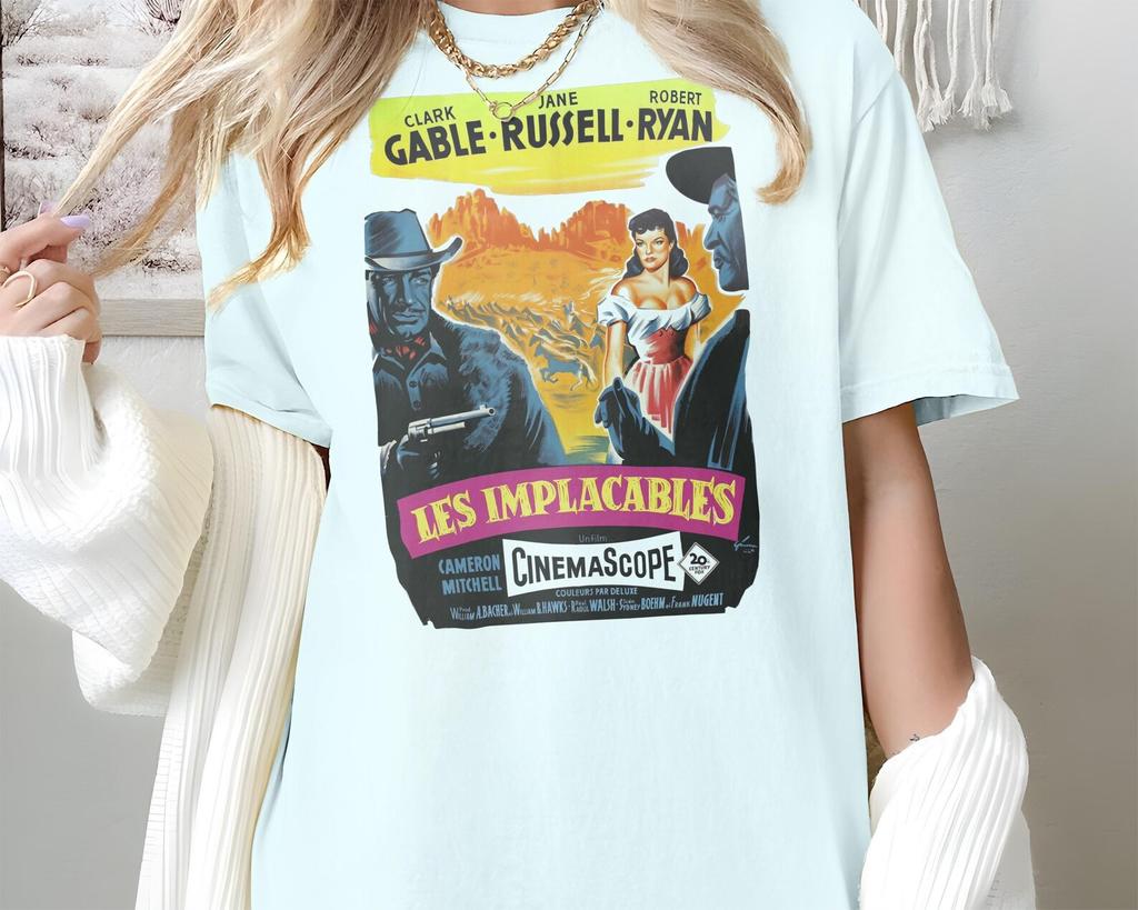 Les Implacables V1 Natural T Shirt movie poster retro vintage Cotton Men's Women's gift present