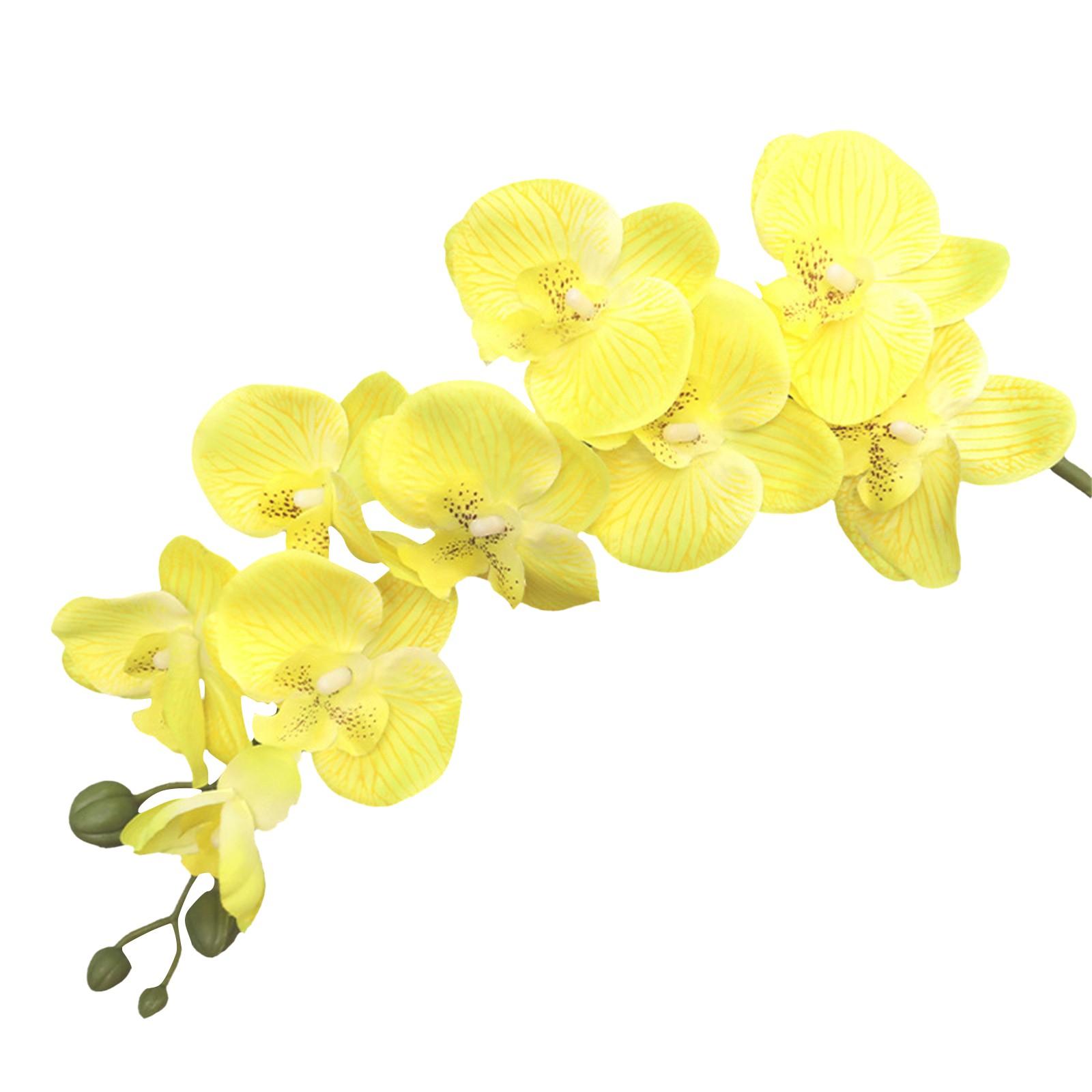 

69 см искусственные ветки цветов фаленопсиса настоящие искусственные стебли орхидеи для цветочной композиции свадебная вечеринка украшение дома One Size жёлтый