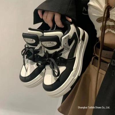 Panda Sneakers 2025: Stylish Women's Black & White Thick-Soled Casual Shoes, Korean Trendy Round Toe Design