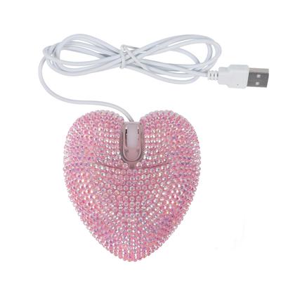 Crystal Optical Mouse with 1200 Perfect for Women and Compatible with and Cute, Portable, Small, Heart-shaped USB-wired DPI, Children, PCs, Laptops,