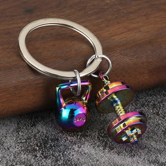 Keychain Pendant Metal Texture Weightlifting Charm Lightweight Portable Key Chain Backpack Bag Accessory