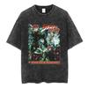 Anime Jojo Bizarre Adventure Kakyoin Noriaki Vintage Acid Washed T Shirts Mens Women Cotton Short Sleeves Top