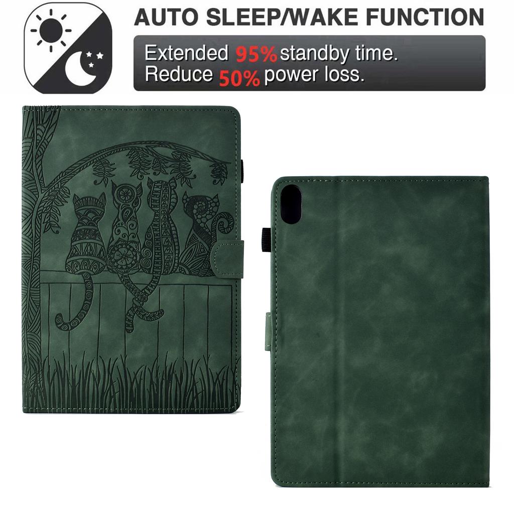For iPad (2025)/10.9 (2022) Case Cats Imprinted PU Leather Card Slots Tablet Cover