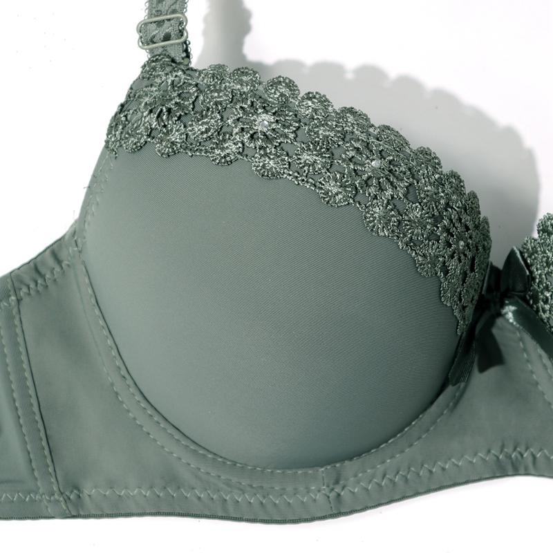 Women Bra Padded Wired Underwear Flower Applique B Cup Lingerie