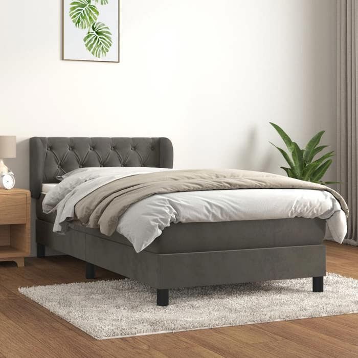 Maison Exclusive - Sommier à lattes de lit et matelas Gris foncé 80x200 cm Velours