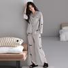 Women's Autumn Cartoon Pajama Set - Rayon Cotton, Cardigan Style, Long Sleeve & Pants, Casual, Comfortable, Breathable Homewear.