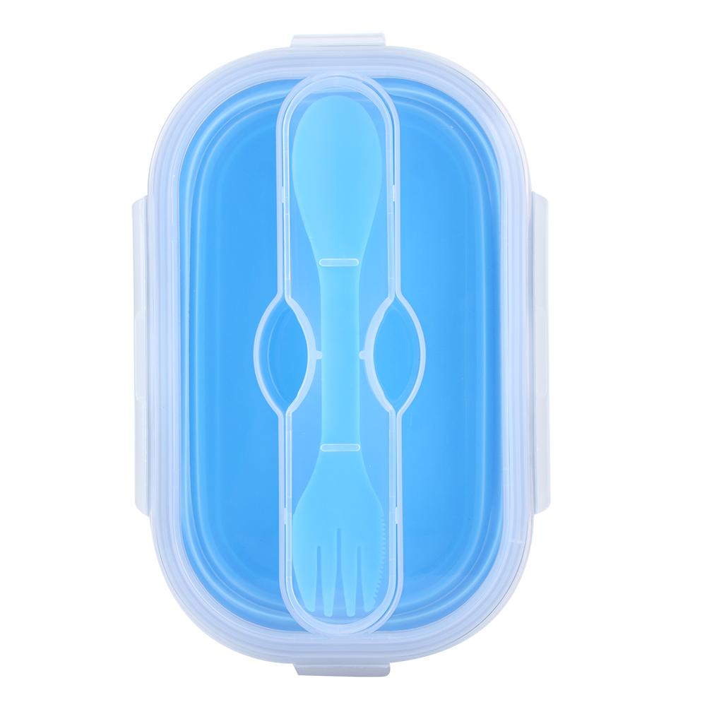 

800 мл Портативный Силиконовый Складной Ланч-бокс Бенто Контейнер для еды для Путешествий на Открытом воздухе синий