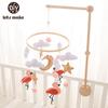 Brinquedo Chocalho Bebê Flamingo Fofo Móbile de Madeira Sino de Berço Musical Brinquedo Pendurado 0-12 Meses Menina Recém-nascido Berço Porta-Presente Suporte