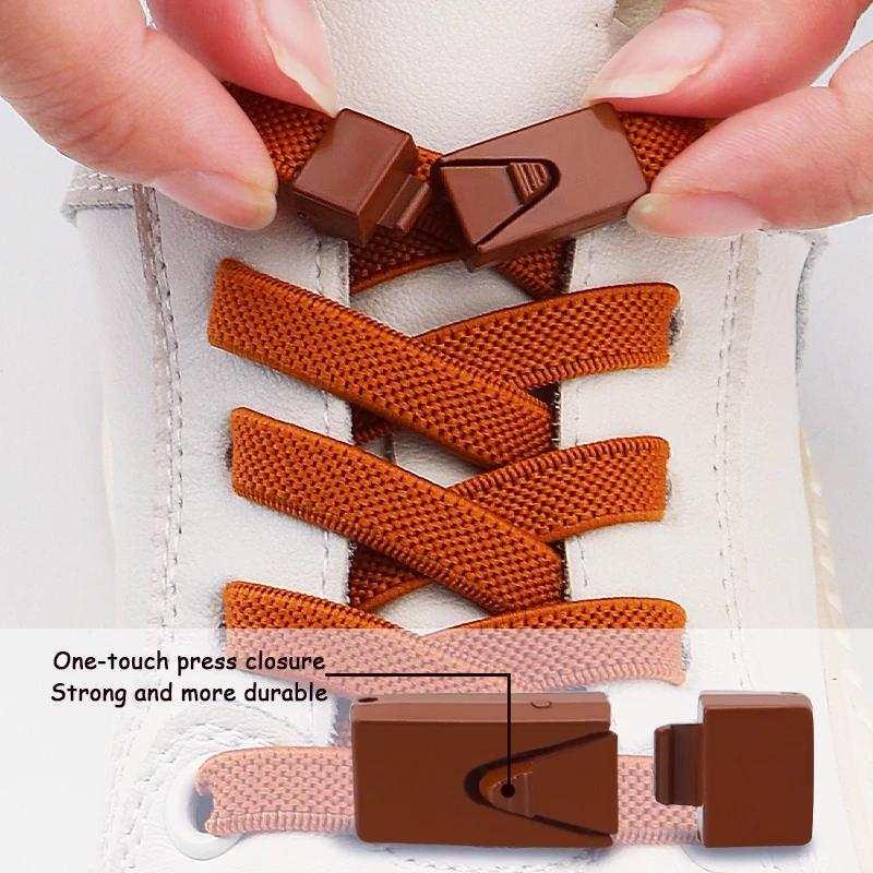Colorful Lock Elastic Laces Sneakers Shoelaces Without Ties Tennis No Tie Shoe Laces Kids Adult Wide Shoelace Shoe Accessories