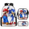 Mary Backpack Brothers Student School Bag Cartoon Anime Backpack Three-Piece Set