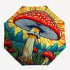Psychedelic Mushroom Forest StickerUmbrella with Cute Design,Portable 3-Fold Compact Umbrella for Men&Women,Valentine's Day Mother's Day Hal