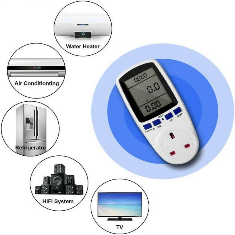 Uk Plug Digital Voltage Wattmeter Power Meter For Household Energy Consumption