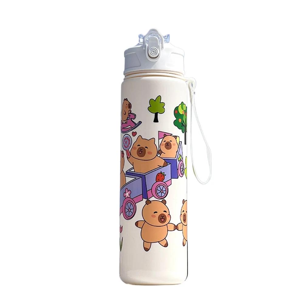 700/800ML Capybara Cute Water Cup for Outdoor Camping and Cycling Large Capacity Water Bottle with Straw & Handle
