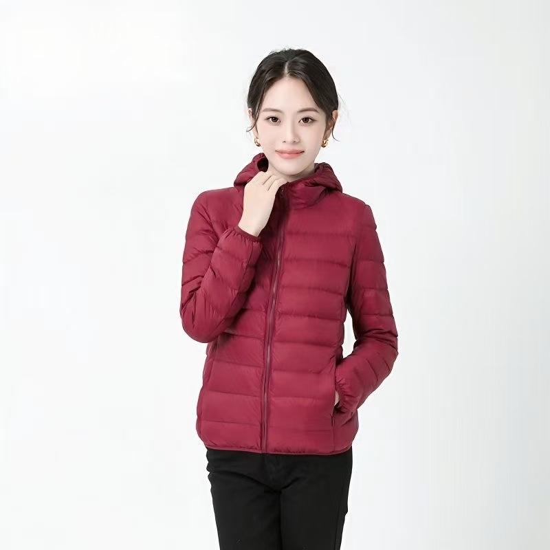 Light down jacket women's hooded new autumn and winter casual small white duck down warm and cold coat