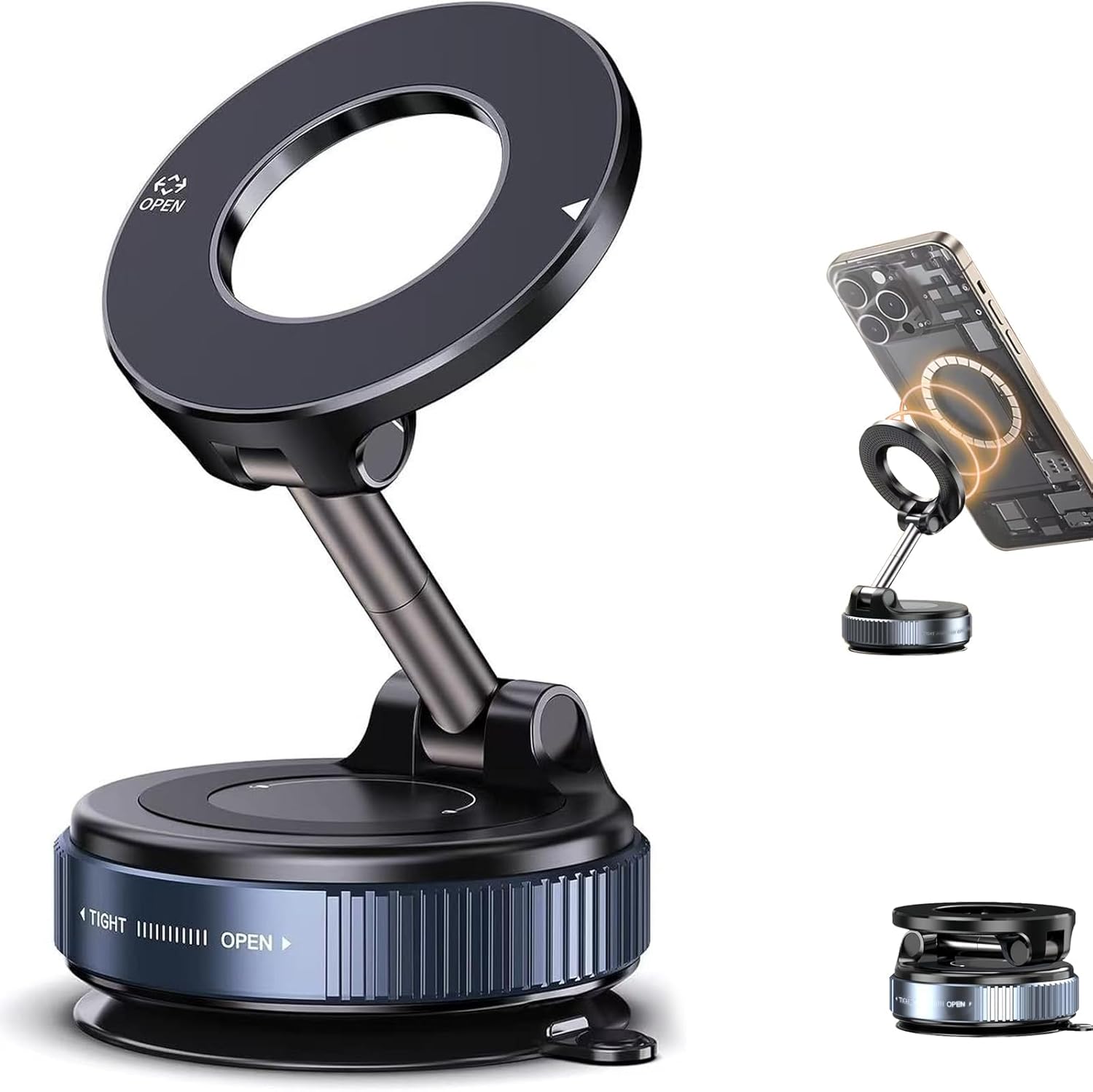 Hot Selling 360 Degree Rotation Foldable Portable Metal Material Mobile Phone Holdere Phone Stand & Holder for Car Magnetic чёрный