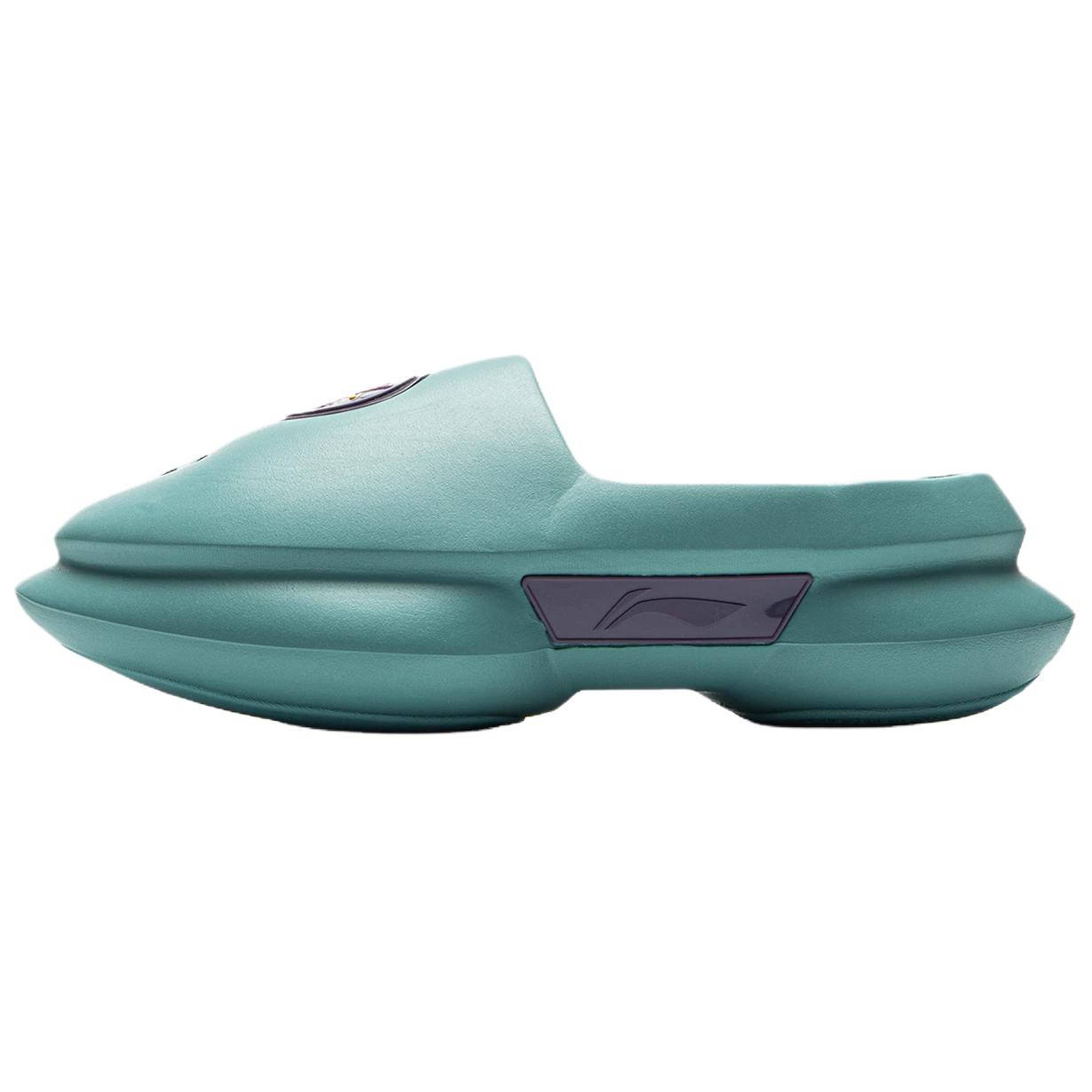Li Ning WADE SLIDE Резиновая подошва Без особых функций Закрытый носок Шлепанцы Мужские Зеленый Фиолетовый ABTV003-4 43.5