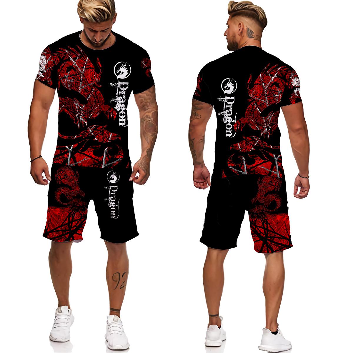 

Мужской спортивный костюм с татуировкой животного Fly Dragon, уличная одежда в стиле Харадзюку, мужские футболки, мужской спортивный костюм, повседневные мужские комплекты больших размеров, Chandal 6XL