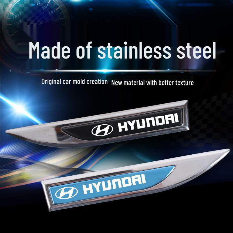 Hyundai Reina Metal Bright Side Fender Decal – Custom Car Logo Decoration
