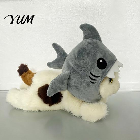 Funny Halloween Cat Apparel Shark Hood Hat, Winter Plush Warm Headgear, Cozy Cute Christmas Pet Dressing Supplies Hat Accessory for Cats Small