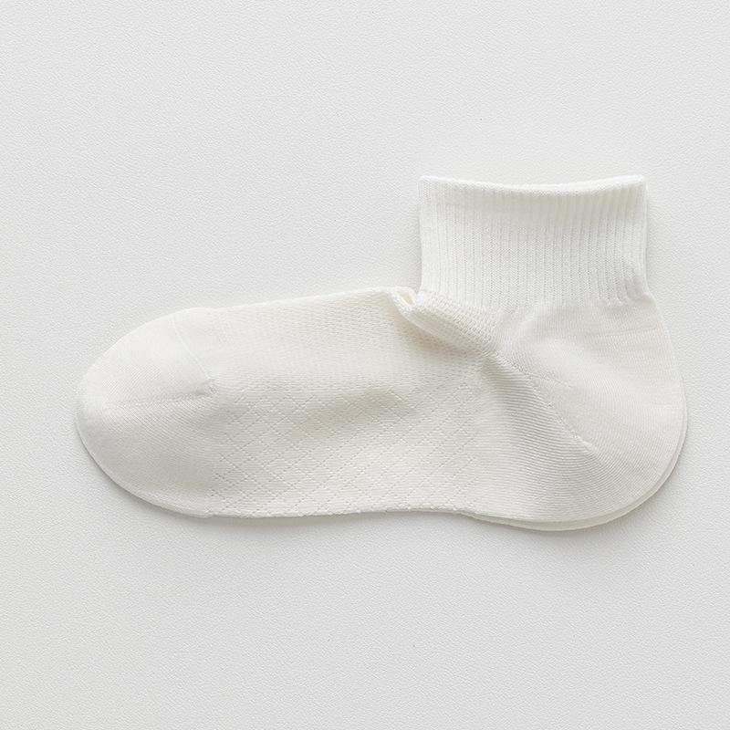 Men's Summer Thin Solid Color Sweat-absorbing and Odor-proof Short Socks Breathable Thin Mesh Business Short Socks for Men