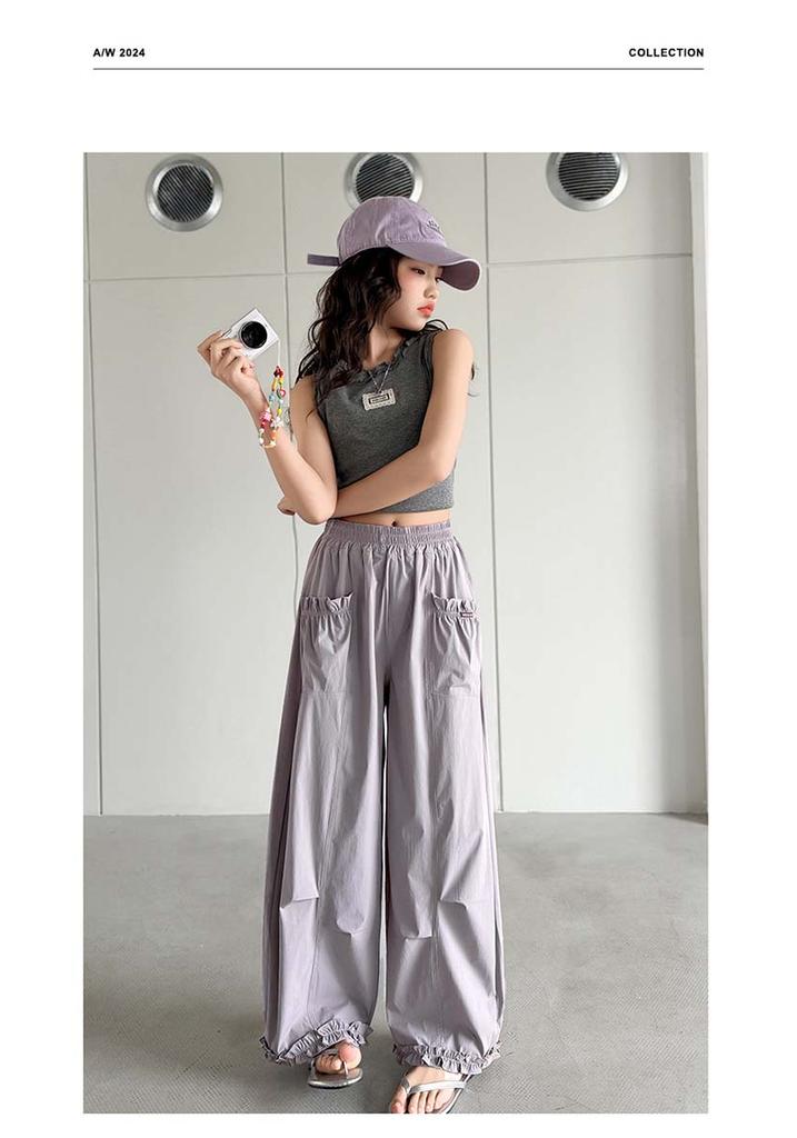 Girls' Summer Casual Pants, Thin Pants, 2026 New Style, Korean Version for Little Girls, Black Fungus Edge Cropped Pants, Children's Summer Clothes