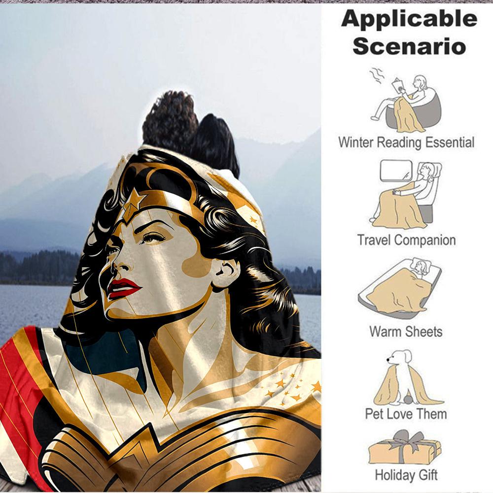 1pc Wonder Woman, Superhero Flannel Throw Blanket Soft, Warm & Cozy for Couch, Bed, Office, and Travel Versatile All Season Gift, Christmas present