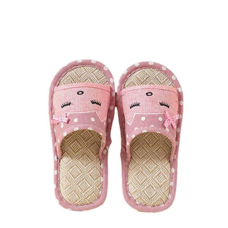 "Kids' and Women's Linen Slippers: Spring/Summer Korean Style for Indoor/Outdoor Use"