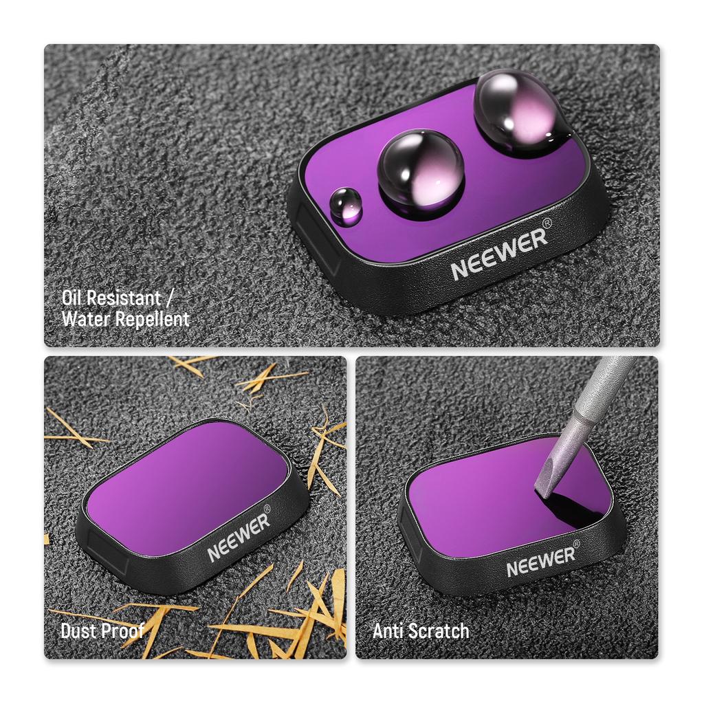 NEEWER ND Filter Set Compatible with DJI Mini 3/Mini 3 Pro, 6 Pack Neutral Density Filter Drone Lens Accessory
