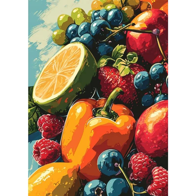 Zátiší Jablko Pomeranč Fík Plakát Hrozny Granátové jablko Ananas Jahoda Plátno Malba Nástěnné Umění Tisk Kuchyně Domácí Dekorace