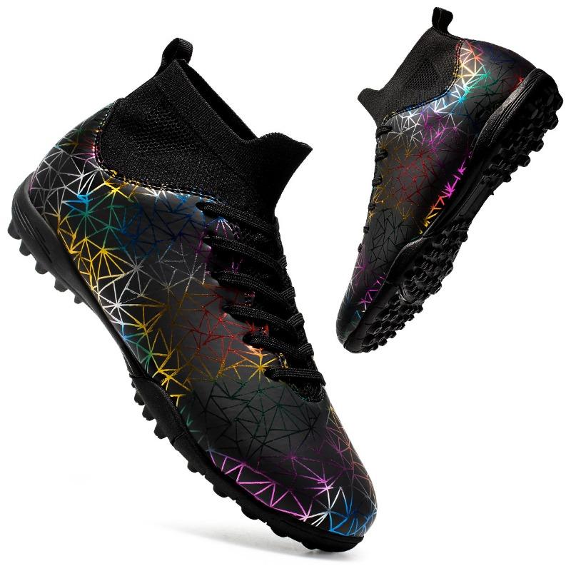 

Футбольные бутсы мужские/женские молниеносные камуфляжные футбольные бутсы с мягкой резиновой подошвой с коротким гвоздем для искусственного газона для молодежи и детей 46 чёрный