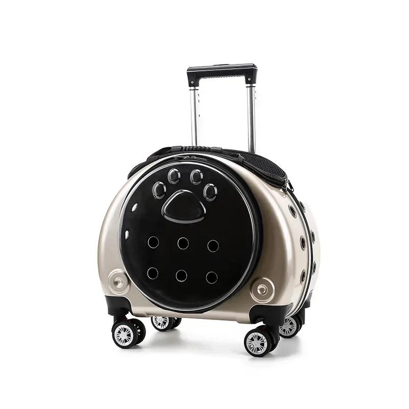 Tragbare Multifunktionale Haustier-Trolley-Box Sichtbare Transport-Katzenboxen Bequemer Transparenter Korb Reise-Tragetasche für Katzen
