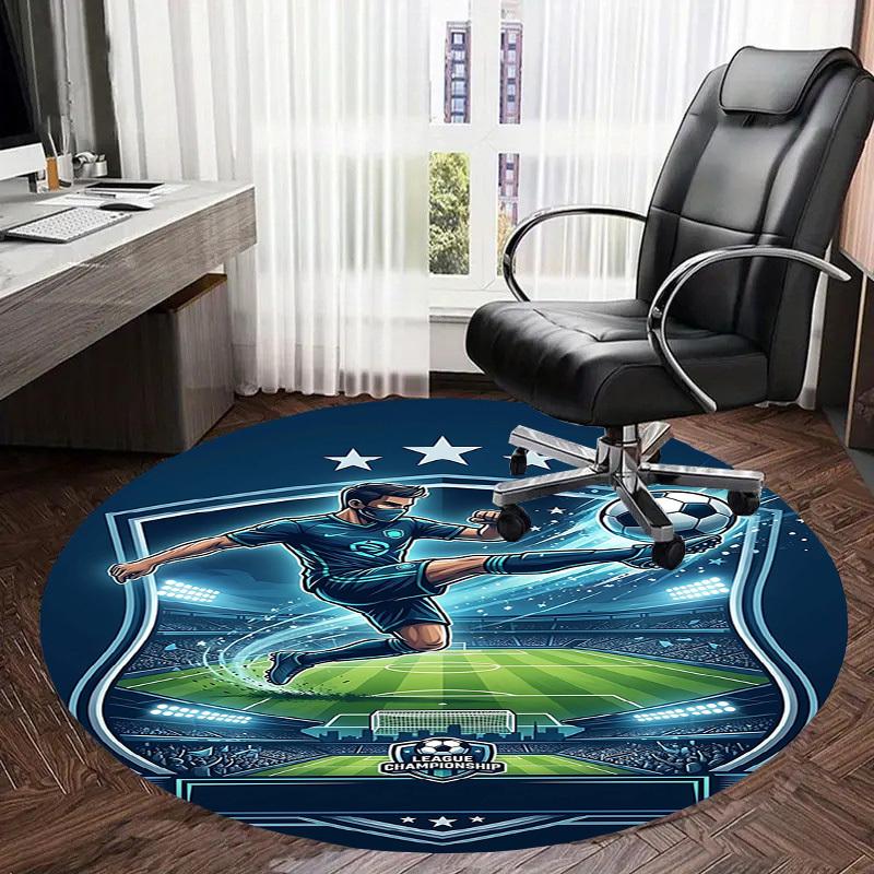 1PC Soccer Player Non-Slip Floor Round carpet, Office, family, bedroom, Large Area Rug Indoor Rugs, Durable PolyesterH0333