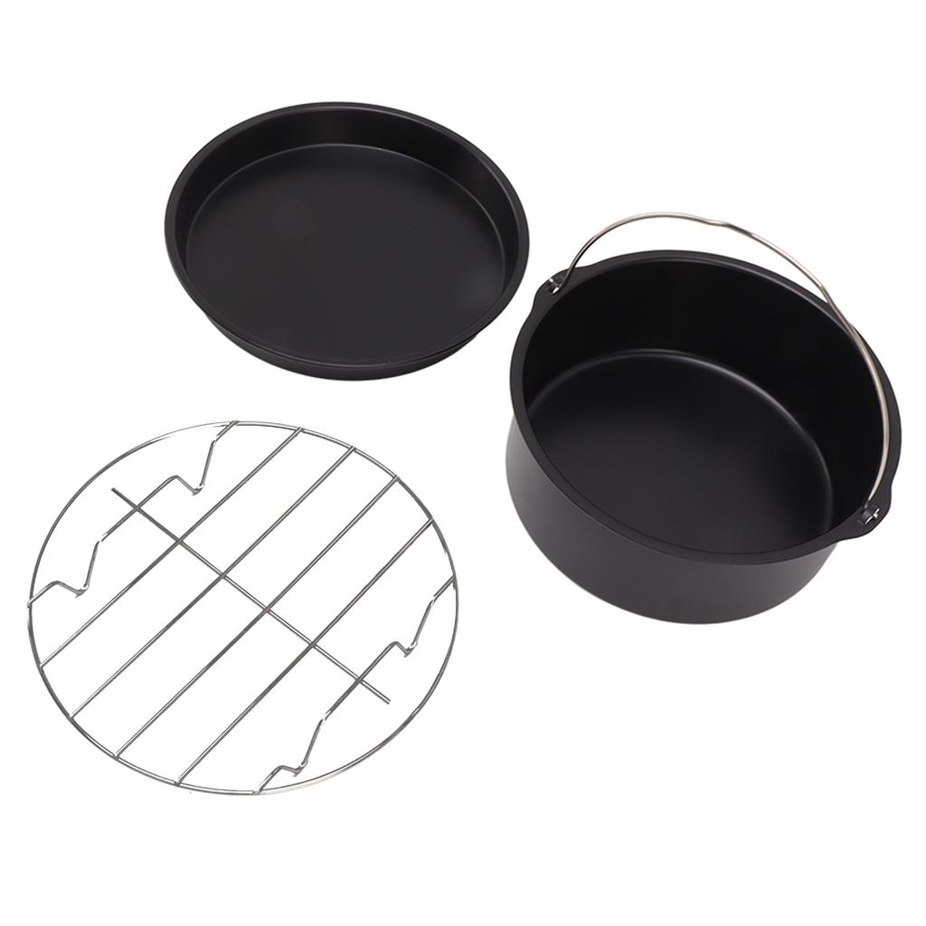 Fryer Accessories Stainless Steel Baking Cake Barrel Pizza Pan Grill Nonstick Coating Dishwasher