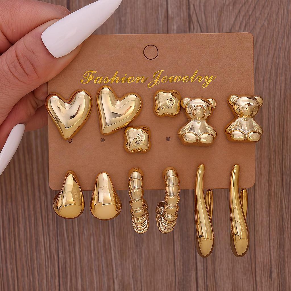 European-American Cross-border C-shaped Teardrop Flower Earrings: Chic, Creative, & Versatile Women's Jewelry Set
