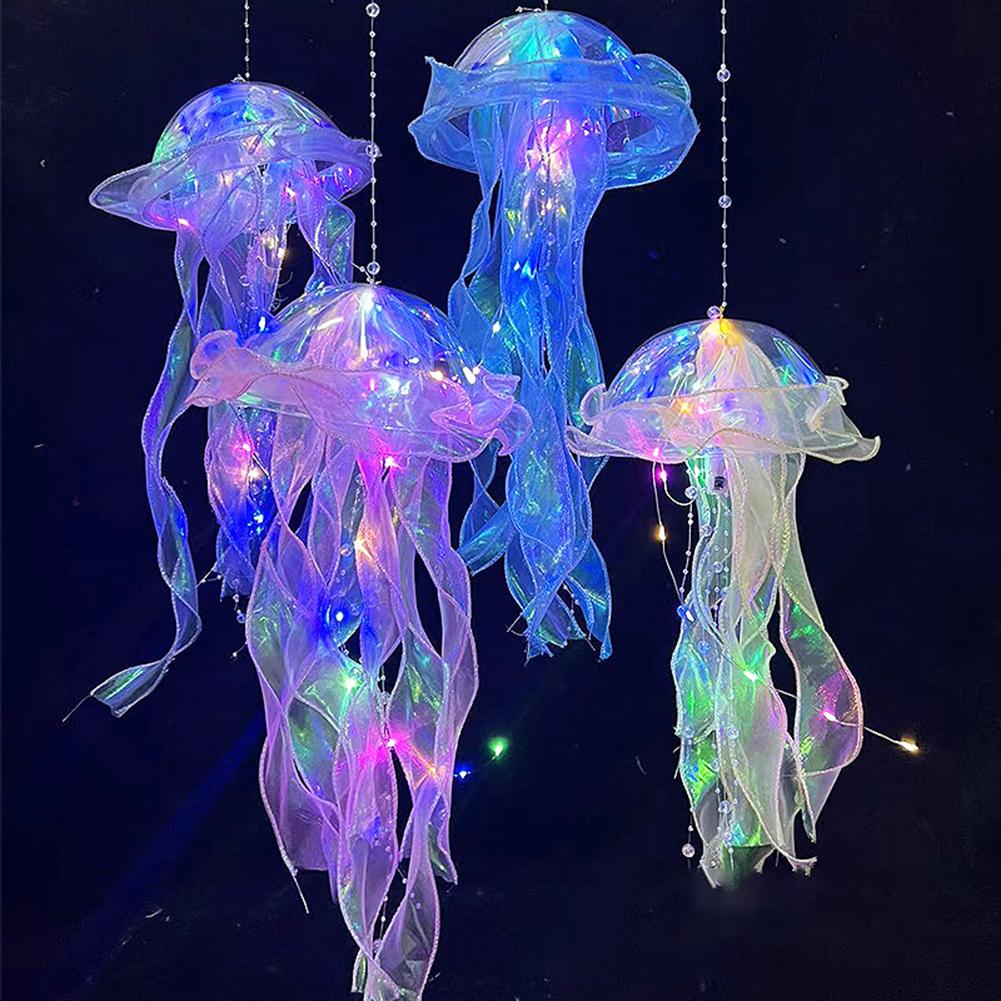 Jellyfish Lamp Portable Flower Lamp Jellyfish Wind Chimes Bedroom Night Light Hanging Lantern Home Decoration Girl Birthday Gift