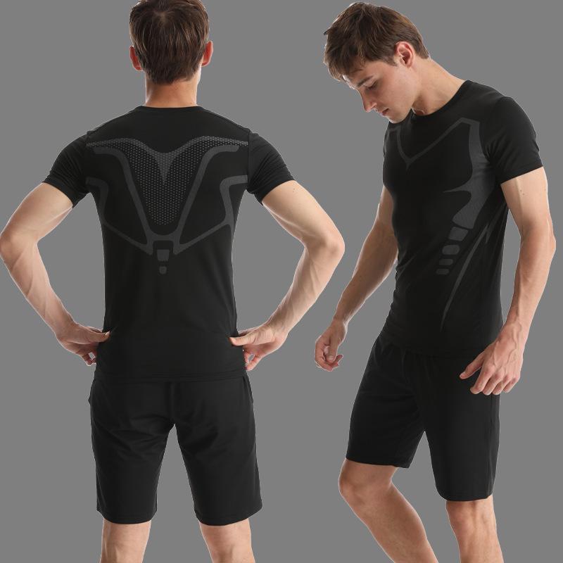 Men's Quick-Dry Summer Sports Set: Elastic T-Shirt & Breathable Vest for Outdoor Fitness and Running