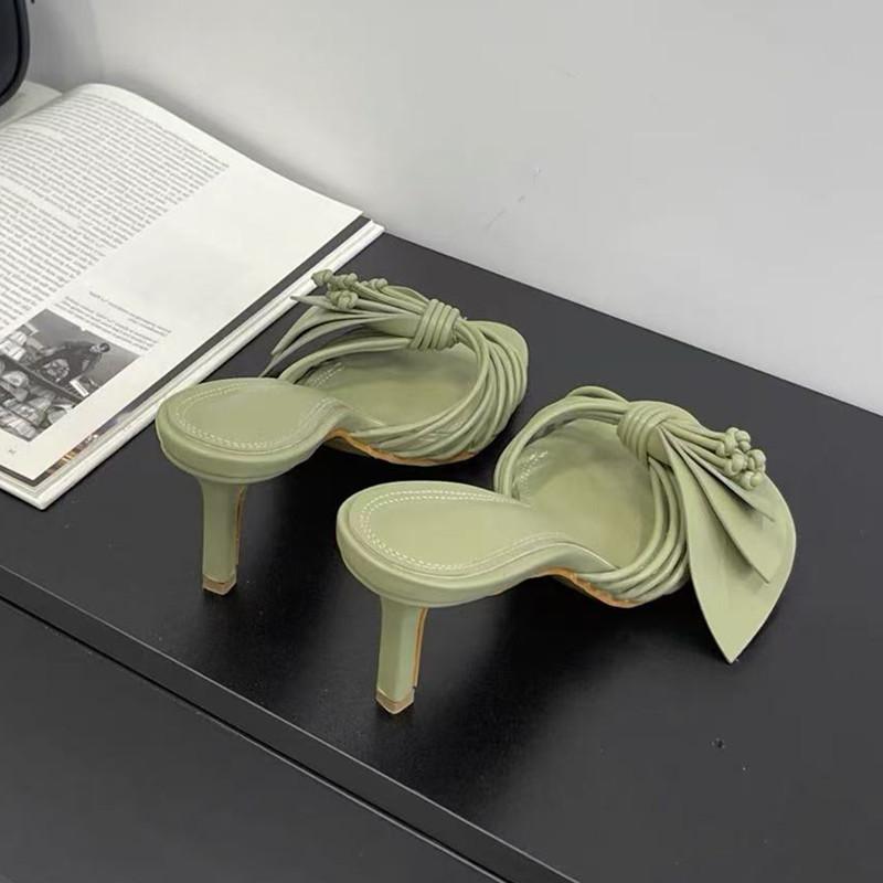 Fashion Bohemian Style Fashion Flowers Decor Women Slippers Sandals Summer High Heels Mules Slides Casual Outdoor Beach Flip Flop Shoes
