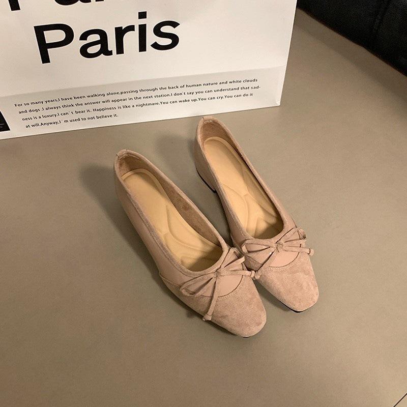 Thick heel small fragrant wind patent leather single shoes women's 2024 new French splicing bow evening ladyshoes