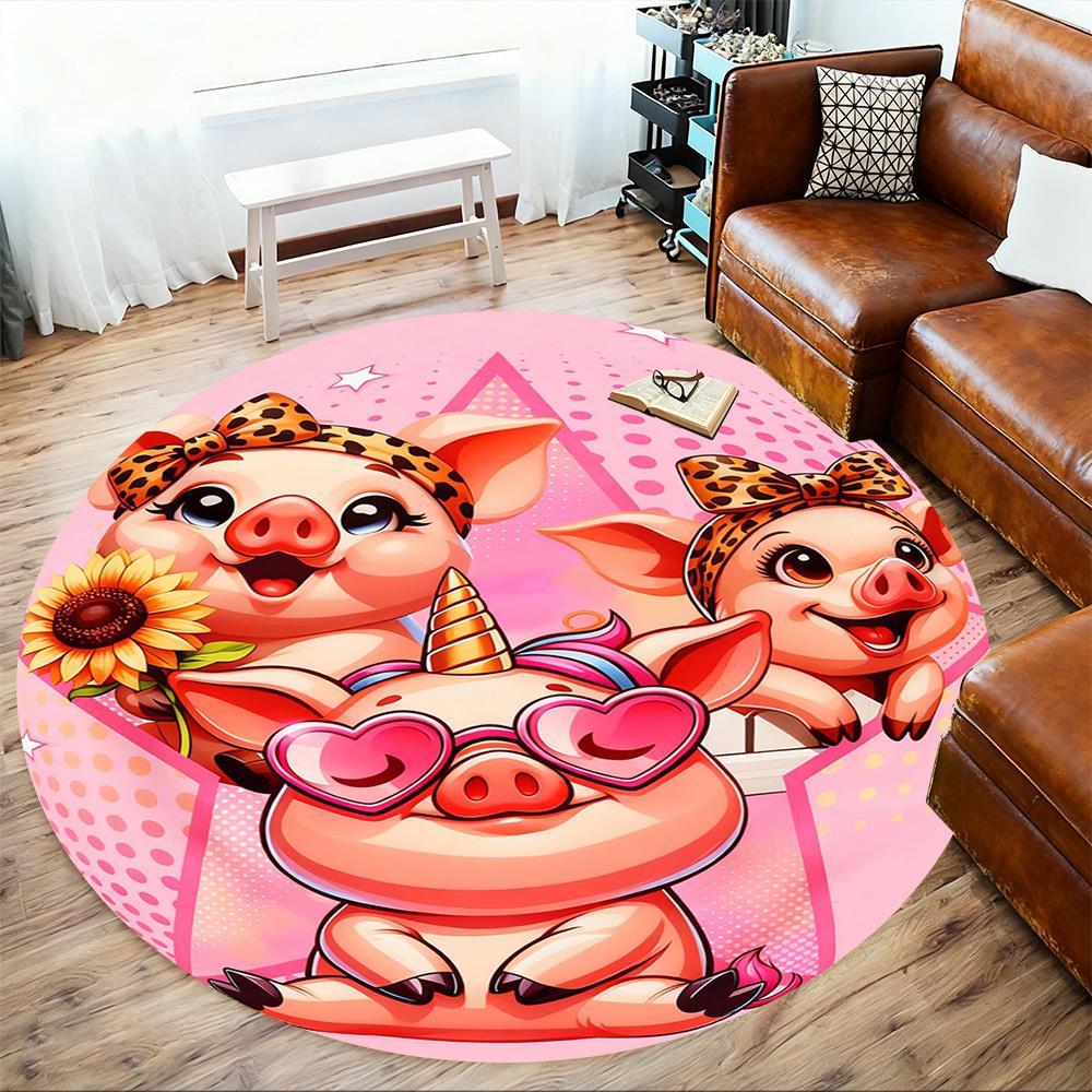 1 Stück Sparschwein Einhorn Runder Stuhlmatte Teppich - Rutschfest, Bodenschutzmatte für Büro, Schlafzimmer und Innenraumdekor - Geschenk D1127224