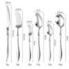 3/4/5/6PCS French 304 Stainless Steel Cutlery Set Pointed Tail Handle Spoons Knife Forks High-end Kitchen Restaurant Tableware