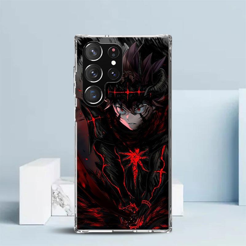 Black C-Clovers Anime Phone Case For Samsung Galaxy S24 S25 Edge S26 Ultra S22 S23 Plus S21 + S20 FE Soft TPU Back Cover Galaxy
