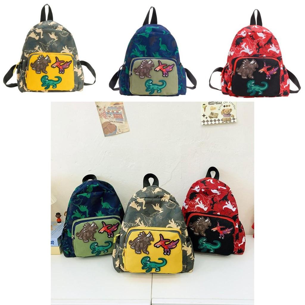 Trendy Cartoon Dinosaur Backpack For Kids Lightweight Stylish Nylon School Bag