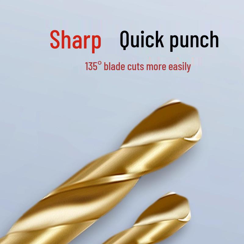 Cobalt Titanium-Plated Straight Shank Twist Drill Bit for Stainless Steel - Ultra-High Hardness Electric Drill Bit