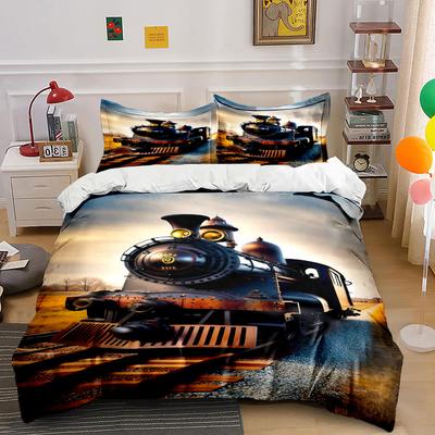 Steam Locomotive On Tracks. Bedding Sets Duvet Cover Sets Duvet Covers Pillowcases(1 * Duvet Cover 2 * Pillowcases Without Duvet Insert)