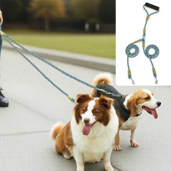 Double Dog Leash 360-degree Swivel Tangle-free Dual Dog Leash Walking