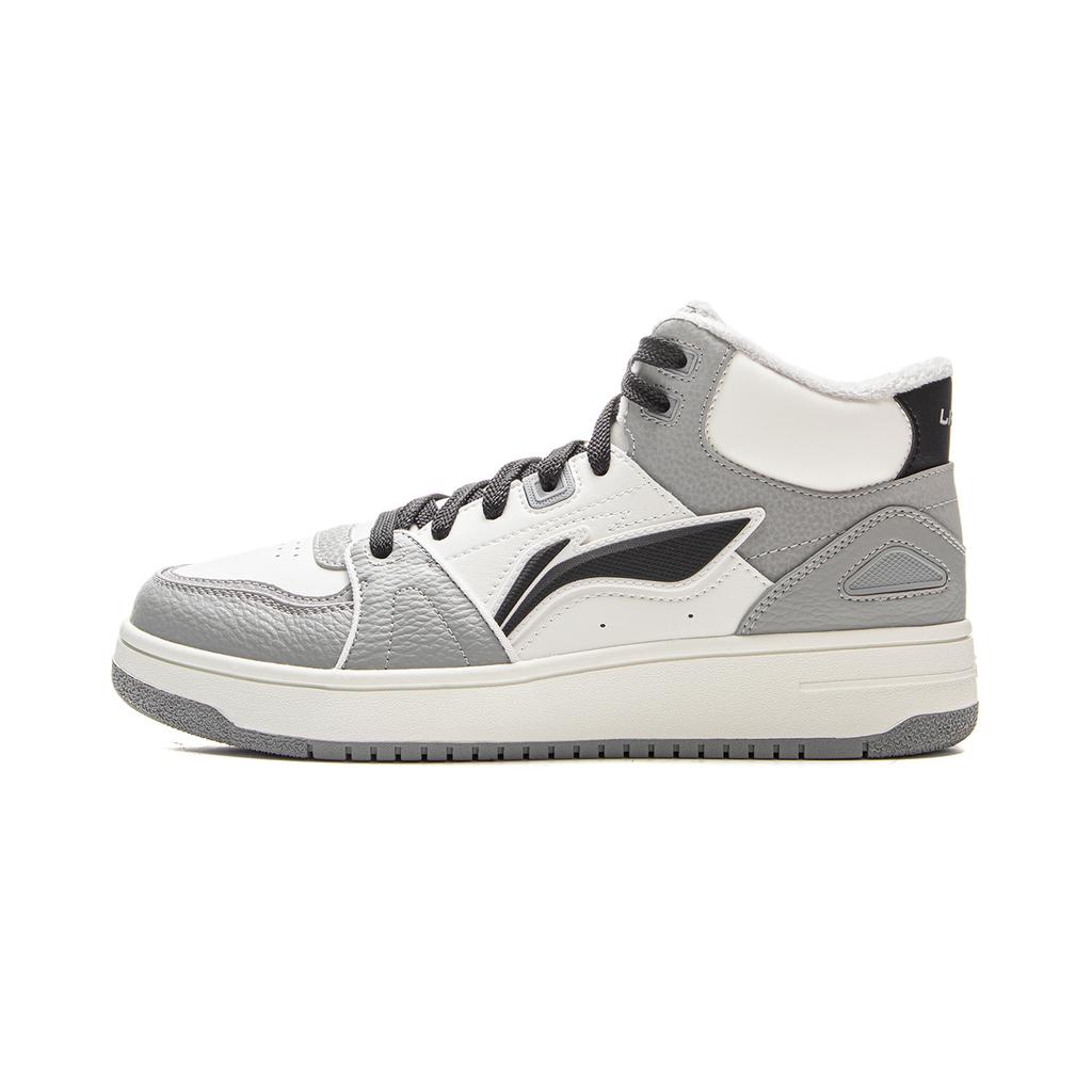 Li Ning Tianji HI Slip Resistant Cushioning Abrasion Resistant Mid top Skateboard Shoes Men's White Gray AGCV339-6