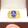 Tanzanite Oval Cut With 925 Sterling Silver Gold Plated Ring For Men's #B689 JL375688171004
