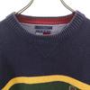 TOMMY HILFIGER 90s Old Border Pattern Long sleeve knit S Navy Men's Used