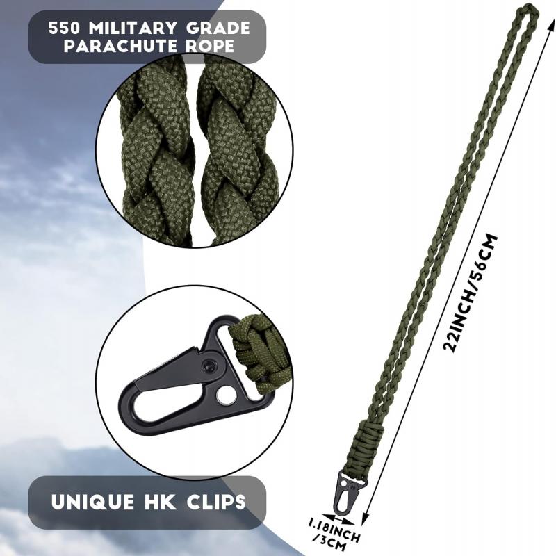 Strapazierfähiges Paracord-Schlüsselband, 7-adriges Umhängeband für den Außenbereich, Halskette, Schlüsselanhänger, geflochtenes Schlüsselband mit Metallclip, Schlüsselring