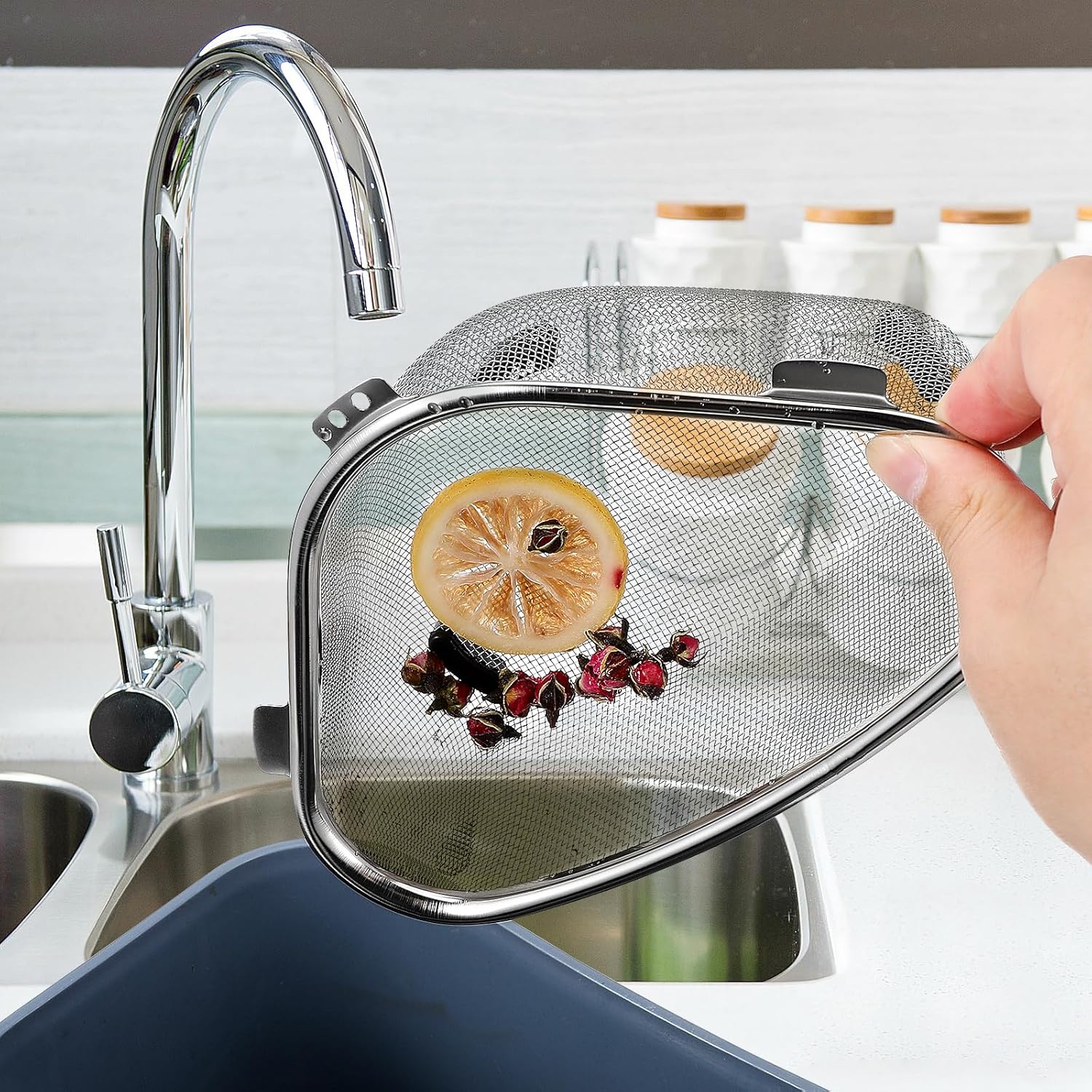 Alipis Mesh Strainer Sink Strainer Basket Mesh Colander Strainer Basket Stainless Steel Triangle Sink Drainer Sink Food Strainer Kitchen Triangular